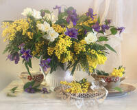 Без бренда «Натюрморт из мимоз и колокольчиков (20шт)» в Чебоксарах