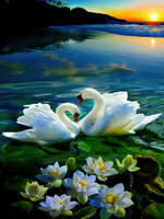 Без бренда «Пара белых лебедей на воде (20шт)» в Чебоксарах