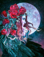 Без бренда «Девушка с розами в волосах на фоне луны» в Чебоксарах в интернет-магазине Без бренда «Девушка с розами в волосах на фоне луны» в Чебоксарах