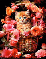 Без бренда «Рыжий котенок в корзине с цветами» в Чебоксарах в интернет-магазине  Без бренда «Рыжий котенок в корзине с цветами» в Чебоксарах