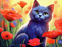 Без бренда «Серый котик и маки» в Чебоксарах в интернет-магазине  Без бренда «Серый котик и маки» в Чебоксарах