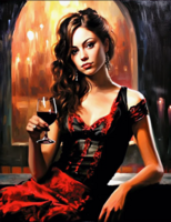 Без бренда «Обворожительная брюнетка с бокалом красного вина» в Чебоксарах