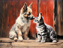 Без бренда «Знакомство котенка и щенка» в Чебоксарах в интернет-магазине  Без бренда «Знакомство котенка и щенка» в Чебоксарах