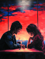 Без бренда «Влюблённая пара в кафе на закате солнца» в Чебоксарах в интернет-магазине  Без бренда «Влюблённая пара в кафе на закате солнца» в Чебоксарах