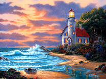 Маяк на берегу штормящего моря