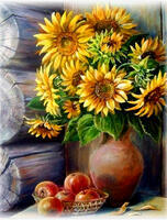 Без бренда «Кувшин с подсолнухами и корзинка с яблоками» в Чебоксарах